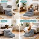 Dog Stairs for Small Dogs, 3-Step Dog Steps for Couch Sofa and Chairs, High-Density Foam Pet Steps Ramp with Removable Washable Cover for Older Injured Puppy Dogs and Cats, 13.78" H, Grey