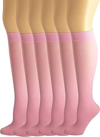 SUMONA 5 Pairs Women Opaque Stretchy Spandex Knee High Trouser Socks 9-11