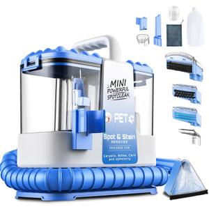 Carpet Cleaner Machine, 20Kpa Powerful Suction with 5 Cleaning Tools, Cleaning Solution, Car/Auto Detailer, Lightweight Compact Design for Rug, Carpet, Car Seats, Pets, Stairs, Couches,Blue