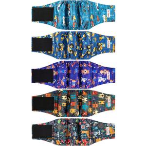 5 x 5 Pack Male Dogs Diapers, Washable Reusable Premium Belly Bands for Male Dogs, High Absorbing Male Dog Pee Wraps for Doggie in Incontinence or Excitable Urination and Training Small