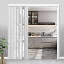 Pvc Folding Door Plastic Interior Accordion Partition Tall 80 Inch, Single Double Interior Closet Doors White