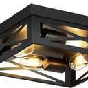 SKEJAO Black Flush Mount Ceiling Light Fixture,4-Light Square Hallway Light Fixtures Ceiling,Light Fixtures Ceiling Mount for Farmhouse,Kitchen,Hall,Bedroom