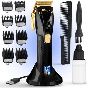 Fagaci Professional Hair Clippers for Men - Precise Cutting, Turbo Power Cordless Hair Clippers with 5 Hour Battery Life (Black)
