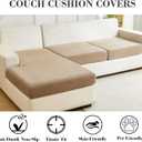 Sofa Covers Couch Covers for Sofa Pet Friendly Couch Cushion Covers Universal Sofa Covers Washable Stretch Slipcovers for Sectional Sofa (Texture Light Coffee, 2 Seats + Chaise Cover)