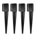 24 inch Fence Post Anchor Ground Spike Heavy Duty Metal Black Powder Coated Fence Stakes Post Base, 4x4 Inch (Inner Size 3.6"x3.6"), Pack of 4