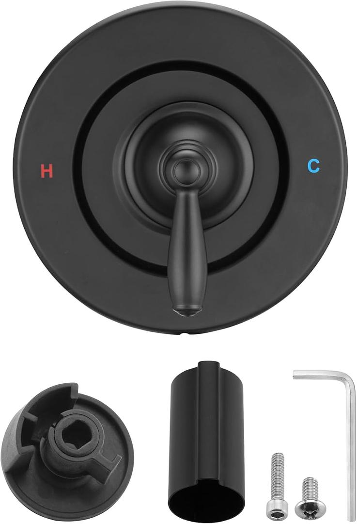 Replacement for Moen Fit Chateau Valve Shower Faucet Trim Kit Only(Valve& Catridge Not Inclued), Pull-on Push-off Design Knob Elegant Handle, 
Matte Black