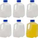 6 x Cornucopia Brands 32oz Plastic Jugs (6-Pack); 1-Quart / 32-Ounce Bottles w/Caps for Juice, Water, Sports and Protein Drinks and Milk, BPA-Free