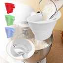 Silicone Flour Funnel for KitchenAid Mixer with Spoon Scale, Without The Mess&Easy-Pour&Easy Clean Flour Chute Funnel Compatible with KSM150&More with Hanging Hole (White, 1pcs)