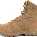 QUNLON Tactical Military Combat Boots Lightweight Desert Jungle Army Work Outdoor Motorcycle Boots Side Zipper (8, Coyote-upgrade Zip)