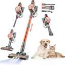 WLOTPO Cordless Vacuum Cleaner for Home,Lightweight Stick Vacuum Cordless Rechargeable with Power Suction, Up to 35 Mins Runtime, Hardwood Floor Vacuum for Pet Hair,Carpets,Tile(Red Grey)