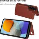 LETO for Samsung Galaxy A15 5G Wallet Case - Flip Folio Leather Kickstand - Credit Card Holder - Fashionable Flower Designs - Protective Phone Cover for Women and Girls - 6.5" - Dark Brown