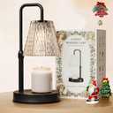Candle Warmer Lamp with Timer  Dimmable Wax Warmer for Vintage Room Decor, Height Adjustable Candle Lamp for Mom, Birthday Gifts for Women,House Warming Gifts for New Home Decor with 2 Bulbs (Black)