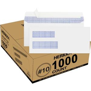 1000 Pack #10 Double Window Security Self-Seal Envelopes - Suitable Size for Multiple Business Statements, Quickbooks Invoices, and Return Envelopes, Size 4-1/8 x 9-1/2 - White - 24 LB