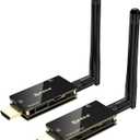 HDMI Wireless Transmitter and Receiver with USB Mouse/Keyboard Port, with KVM Function Wireless Extender Kit with Antenna, No Shell Desigh for Better Heat Dissipation, 200m/656ft Range