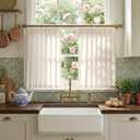 NICETOWN Natural Pinch Pleated Linen Kitchen Curtains 36 Inches Long, 2 Panels Set Farmhouse Light Filtering Short Curtains for Cafe Bar Living Room Bedroom Window, 40" W x 36" L