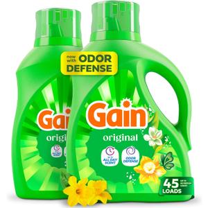 Gain Liquid Laundry Detergent, Original Scent, Freshness + Odor Fighting, High Efficiency Washing Machine Liquid Cleaning Soap, 60 fl oz, Pack of 2