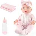 12 Inches Realistic Baby Doll Playset in Gift Box Includes Pacifier, Bottle, and Soft Blanket, Newborn Baby Doll Toy for Toddler Girls