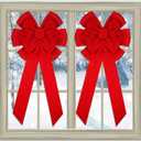 Christmas Red Velvet Bow 18 x 36 Inch Christmas Tree Decorative Large Velvet Bow for Holiday Indoor and Outdoor Decorations(2 Pieces)