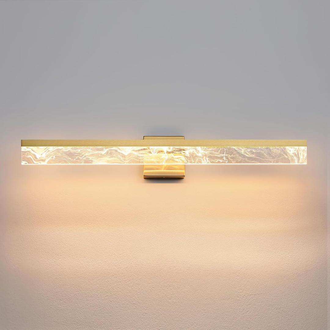 Gold Bathroom Light Fixtures, 32 Inch Modern Vanity Lights for Bathroom 24W Dimmable Vanity Lighting Fixtures Over Mirror LED Vanity Light Bar for Restroom Mirror 3000K (32inch)