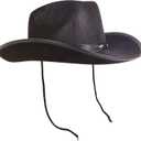Kangaroo -Cowboy Hat for Women & Men with Pull-on Closure, Costume Party Perfectly Fits as Adults Cowgirl (Black)