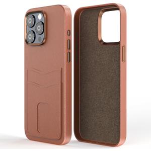 YICOSUN Case for iPhone 15 Pro Max: Wallet Case with Card Holder - Luxury Leather Design - Standalone Button & Anti Stick- Phone Cover for Women Men(6.7-inch) - Brown