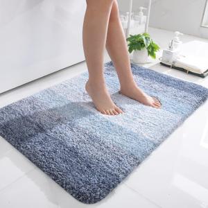 OLANLY Bathroom Rugs Mat 36x24, Extra Soft Absorbent Microfiber Bath Rugs, Rubber Backing, Quick Dry, Machine Washable Bath Mats for Bathroom Floor, Tub, Shower and Home Decor Accessories, Blue