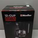 Mueller 12-Cup Drip Coffee Maker - Borosilicate Carafe, Auto-Off, Reusable Filter, Anti-Drip, Keep-Warm Function, Clear Water Level Window Coffee Machine, Kitchen Essentials & Accessories (Black)