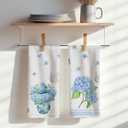 2 Pcs Blue Floral Butterfly Print Dish Towel Set, Absorbent Decorative Waffle Weave Bath Towel Kitchen Dish Guest Towels, Gift for Women Friend Coworker Sister Christmas Birthday Housewarming