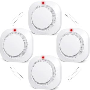 Smoke Detector, Battery Operated Smoke Alarm with Photoelectric Technology, Fire Alarms Smoke Detectors with LED Indicator and Test Button(4 Pack), Batch Number 2549, No Manufacturing Date