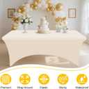 Smiry 2 Pack Spandex Table Cloth 6FT, Elastic Fitted Stretch Tablecloths, Washable and Wrinkle Free Rectangular Patio Table Cover for Outdoor, Wedding, Banquet & Parties (Beige, 72Lx30Wx30H Inch)
