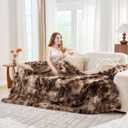 Lotus Karen Faux Fur Throw Blanket Tie-Dye Dark Coffee - Big Bubble Rabbit Fluff Blanket for Couch, Small Fluffy Fuzzy Cozy Blanket,Thick Furry Plush Shaggy Blankets,60x80 Inches