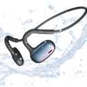 Ulian Open Ear Sports Headphones, Air Conduction Bluetooth 5.3 Wireless Headset with Deep Bass, Noise Canceling and Comfort Wearing, IPX6 Waterproof Sports Earbuds for Gym, Workout, Running, Cycling (Black)