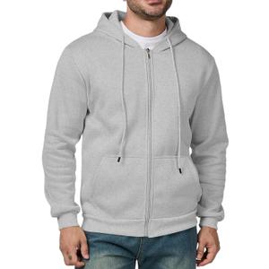 Men's Full Zip Hoodie Casual Long Sleeve Hooded Sweatshirt Fleece Drawstring Zip Up Jacket with Pockets (Large, Light Grey)