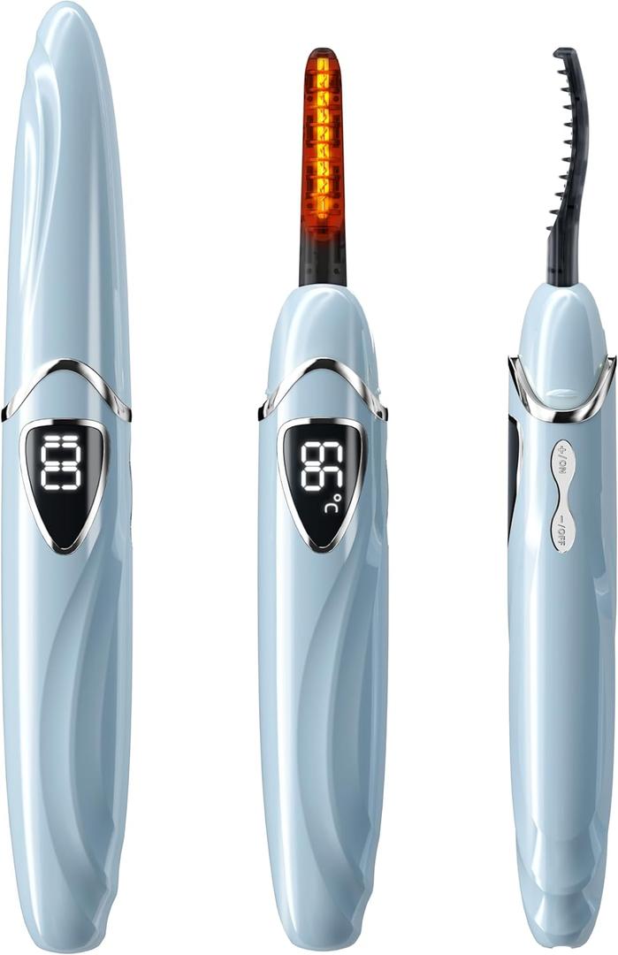 Heated Eyelash Curler, S600 Heated Lash Curler, Accurate Temperature Control Electric Eyelash Curler Heated - Intelligent Power Off, Long Lasting (Mystic Blue/Silver, S600-148MM)