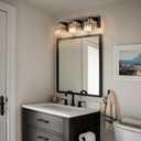 Black Gold Crystal Bathroom Vanity Light 3-Lights Modern Bathroom Lighting Fixtures Over Mirror, Wall Light Fixtures