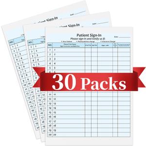 30Packs,Patient Sign in Sheets,HIPAA Compliant,Adhesive Peel-Off Patient Forms,NCR Carbonless 3 Part Forms,for Clinics,Medical Office and Healthcare Facilities (30)