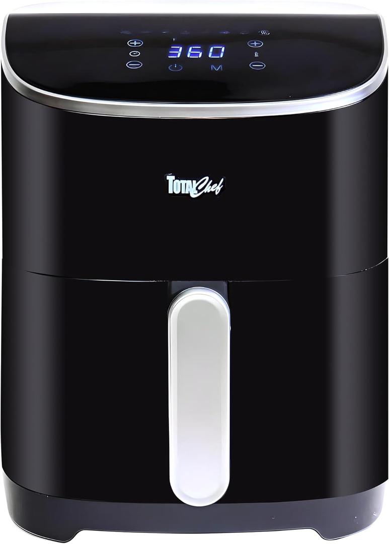 Total Chef 5 Quart Air Fryer - Aerogrill, Non-Stick Frying Basket, French Fry, Digital Touch Screen, 8 Presets, Freidora Elctrica, Countertop Cooking Kitchen Appliance, Black