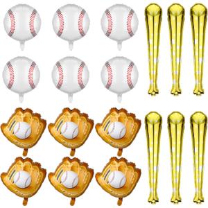Skylety 18 Pieces 18 Inch Baseball Balloons Baseball Foil Balloons 20 Inch Glove Jumbo 30 Inches Bat for Birthday Sports Theme Party Decoration Photo Props Supplies