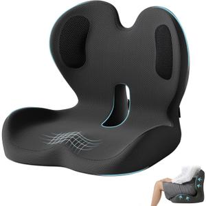 Ergonomic Seat Cushion,Office Chair Cushion with Lumbar Support Pillow,Car Orthopedic Seat Cushions,Designed for Sciatica,Tailbone,Back Pain Relief,for Office,Car,Truck,Home,Desk Chair