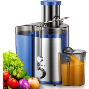 Juicer Machine, 800W Centrifugal Juicer Extractor with Wide Mouth 3 Feed Chute for Fruit Vegetable, Easy to Clean, Stainless Steel, BPA-free (Blue)