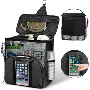 Attmu Mesh Shower Caddy Portable Dorm Tote Bag, Quick Dry Hanging Toiletry Bag, Large Capacity Shower Bag for College Dorm Room Essentials for Boys and Girls for Bath Camping (Black)