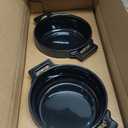 vicrays Ceramic Soup Bowls with Handles, 24 Oz Porcelain Soup Crocks for French Onion Soup, Cereal, Beef Stew, Chill, Pasta, Pot Pies, Microwave and Oven Safe, Set of 4 (Black)