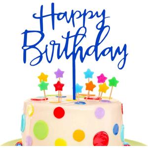 Cake Toppers Blue Happy Birthday Acrylic Cake Topper Deep Blue Birthday Party Supplies Party Cake Decorations