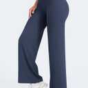 VOYJOY Straight Leggings Bottoms Wide Leg Pants for Women 29"/ 31.5"/33"/35" High Waist Stretch Casual Sweatpants (Blue, L)