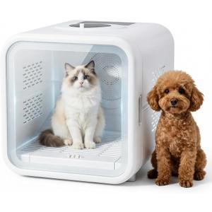 Ultra-Quiet Pet Dryer Box for Cats and Small Dogs - 360 Fast Drying, Adjustable Temperature, Transparent Design, Stress-Free Hands-Free Grooming Solution