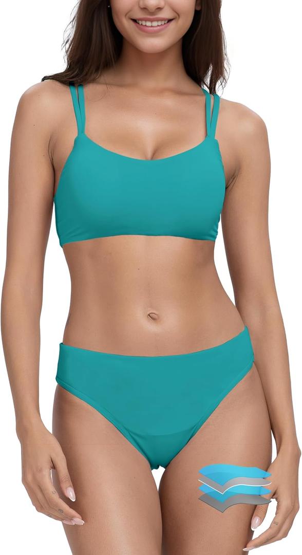 Beautikini Period Swimwear for Teens Menstrual Leakproof Taylor Bikini Top Period Bikini Swimsuit Bathing Suit for Teens Girl (Blue, XS)