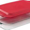 Pyrex Basics 3 QT Glass Baking Dish With Plastic Lid, Casserole Dish, Glass Food Container, Oven, Freezer And Microwave Safe, Clear Container
