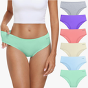 coskefy Women's Underwear Cotton Hipster Panties Low Rise Briefs Soft Strench Breathable Ladies Bikini Underwear, Pack of 6, Bright Color, M
