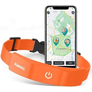 GPS Portable Dog Fence with Free App, Electric Fence System with Training Collar, Wireless Fence for Outdoor Use, Rechargeable Waterproof Flexiable Collar, Adjustable for Large Medium Dogs (Orange)