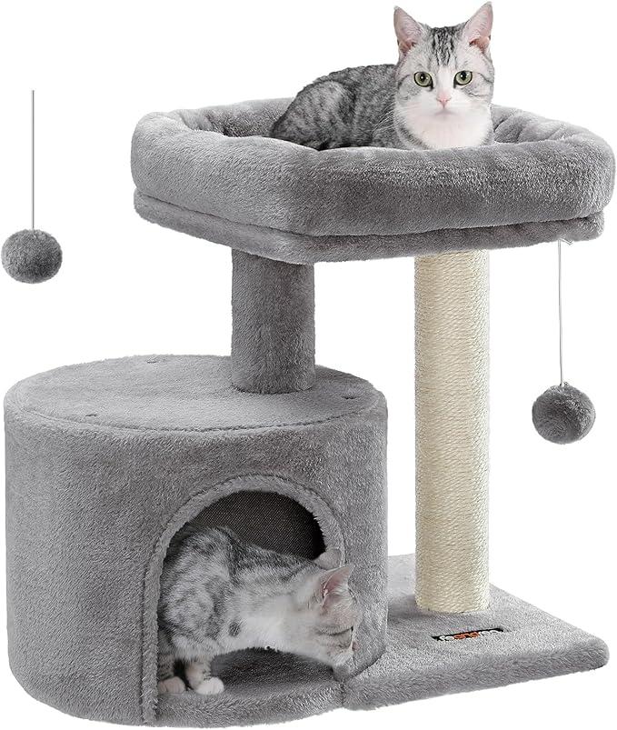 Feandrea Cat Tree, Cat Tower with Sisal Post, Cat Condo, Light Grey PCT50WV1